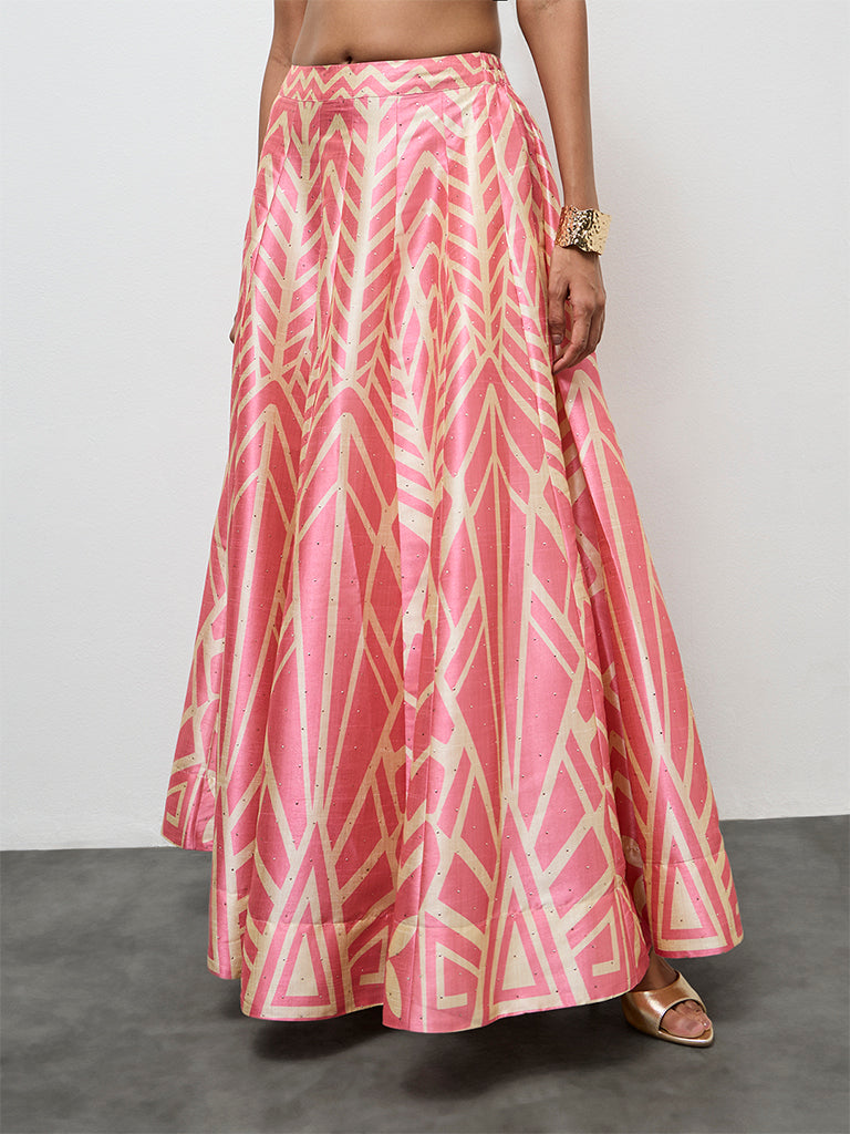 Vark Pink Printed Skirt