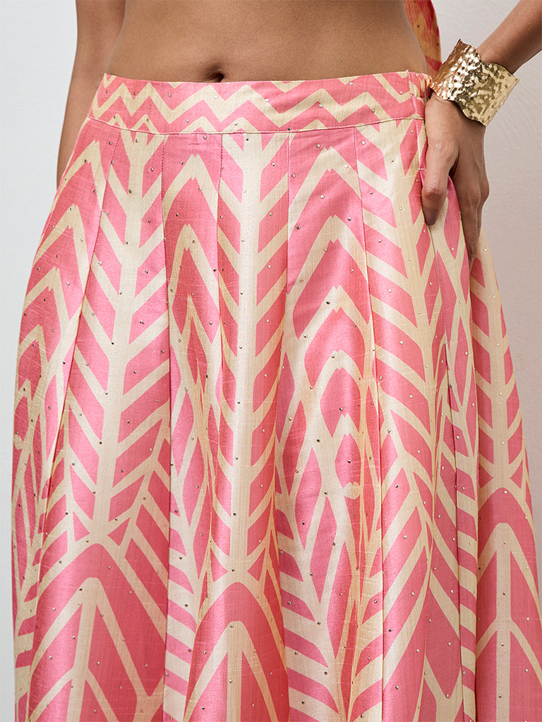 Vark Pink Printed Skirt