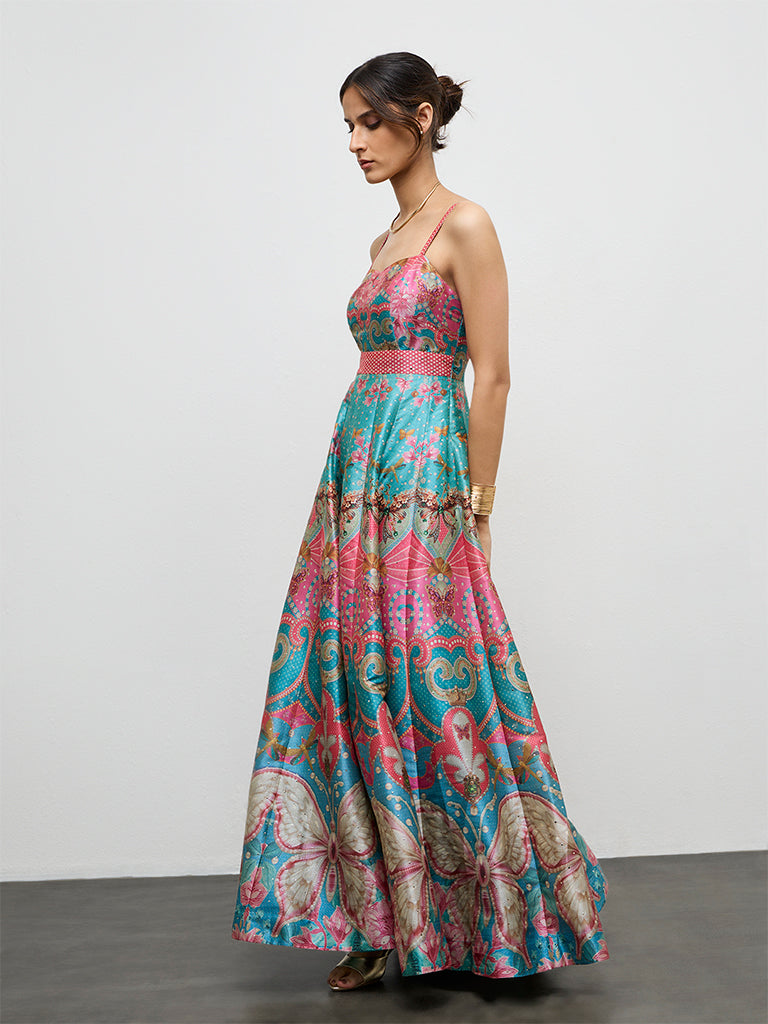 Vark Multicolor Printed A-Line Dress