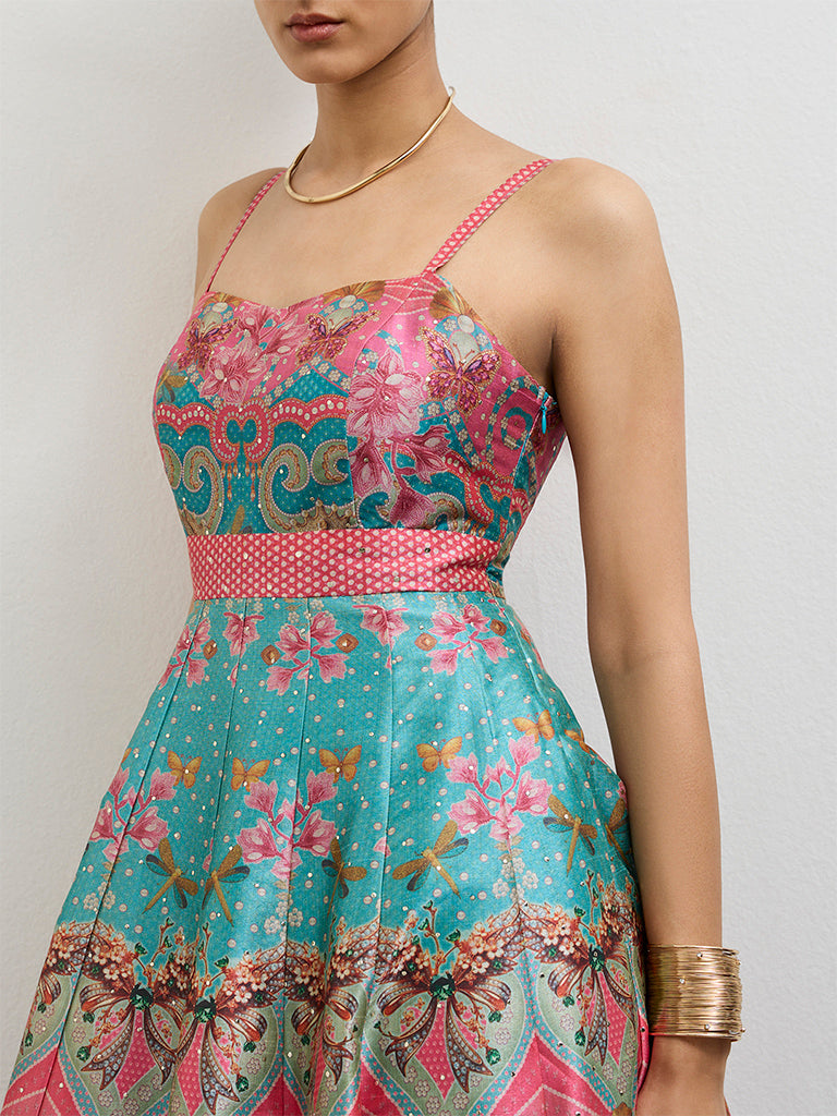 Vark Multicolor Printed A-Line Dress
