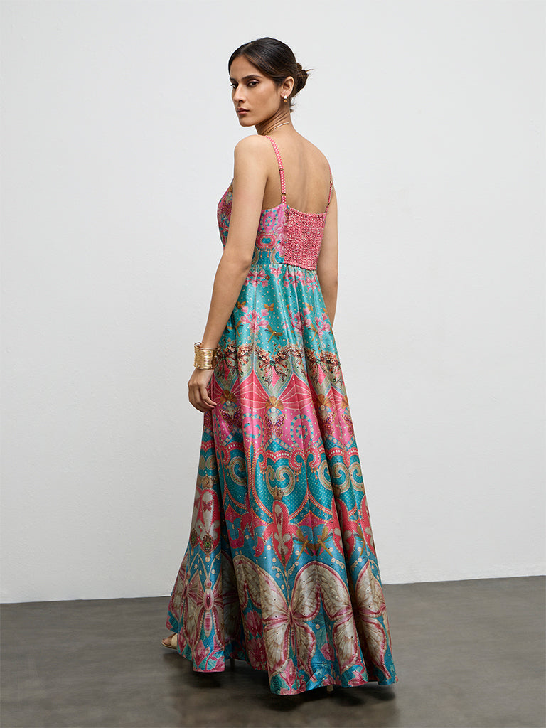 Vark Multicolor Printed A-Line Dress