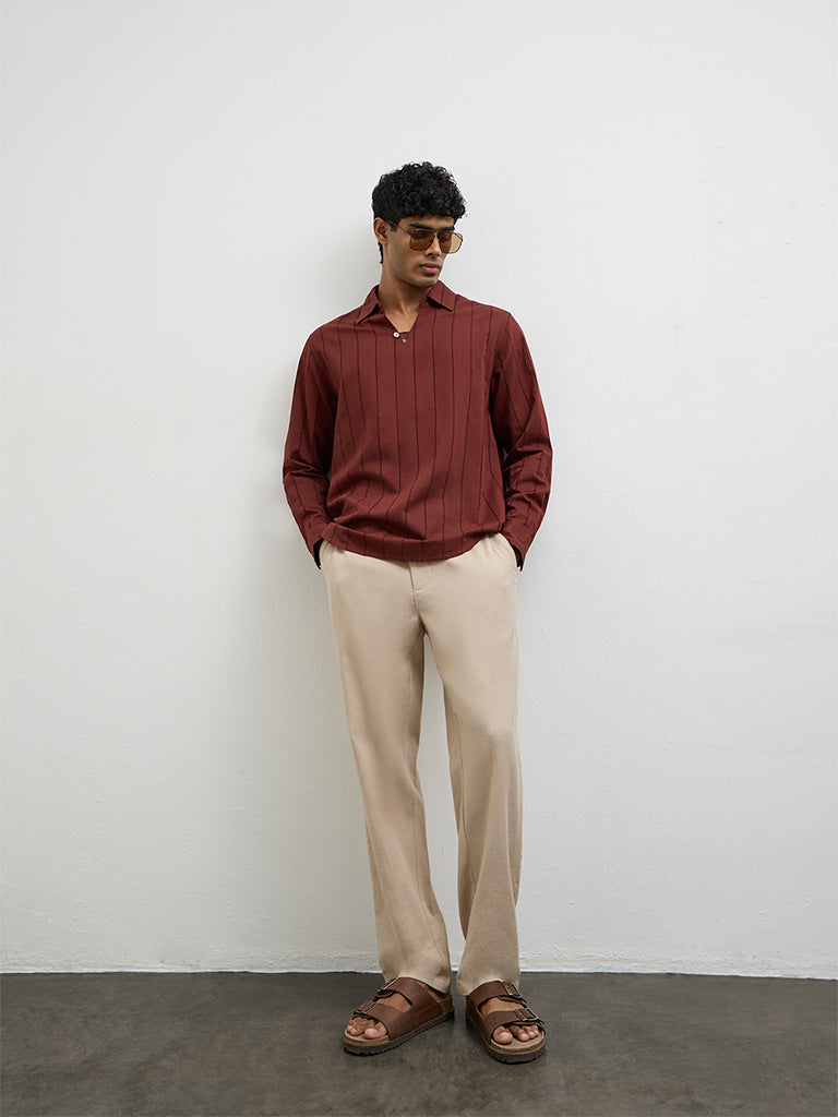 ETA Rust Self Relaxed Fit Cotton-Blend Shirt