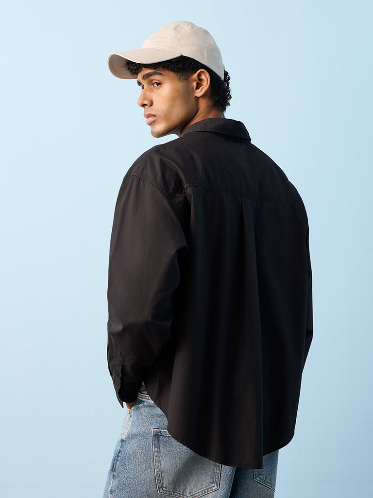 Nuon Black Boxy-Fit Cotton Shirt