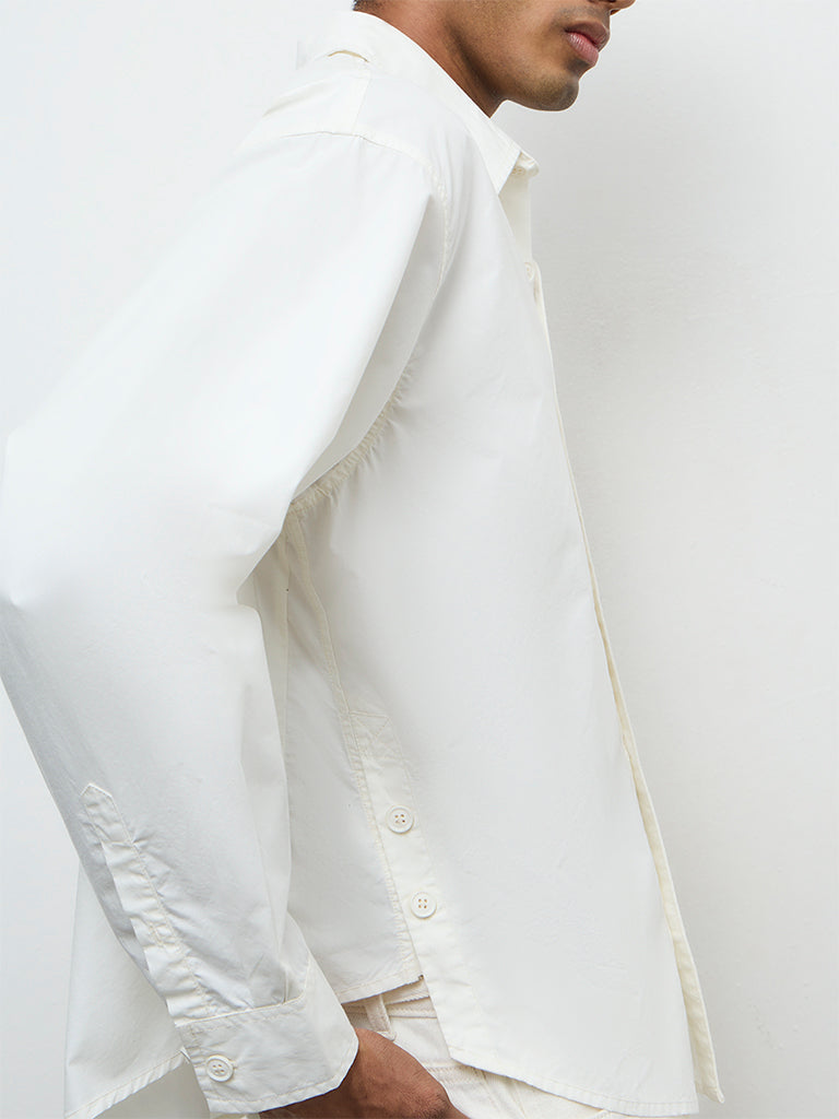 Nuon Off-White Boxy-Fit Cotton Shirt