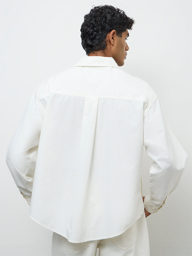 Nuon Off-White Boxy-Fit Cotton Shirt