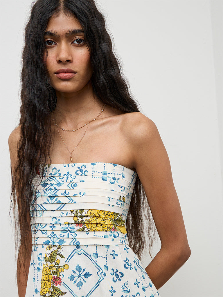 Bombay Paisley Off-White Printed Cotton A-Line Dress