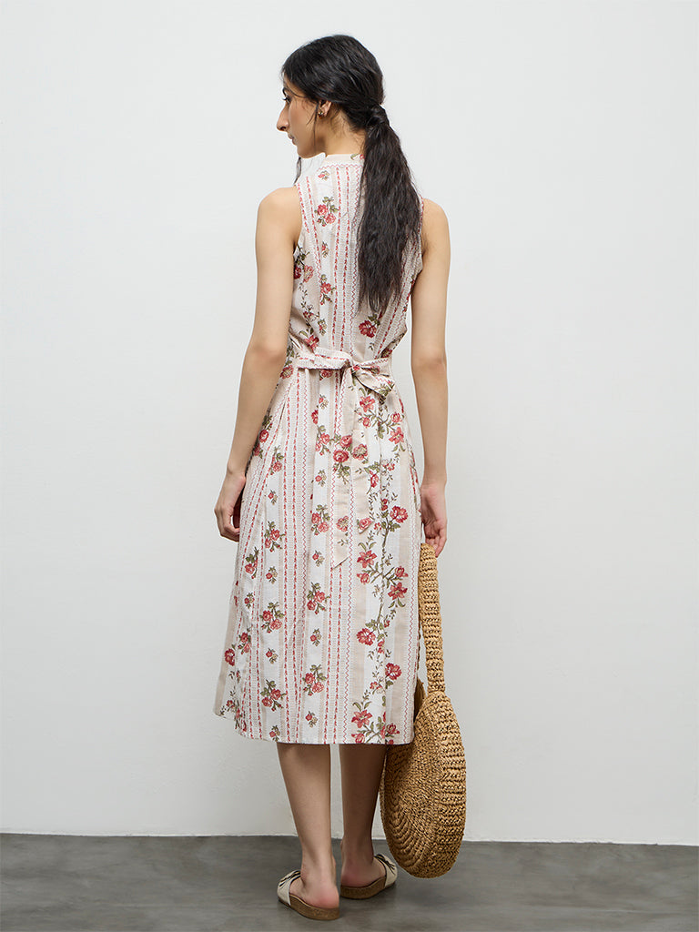 Bombay Paisley Off-White Printed Cotton Shirt Dress