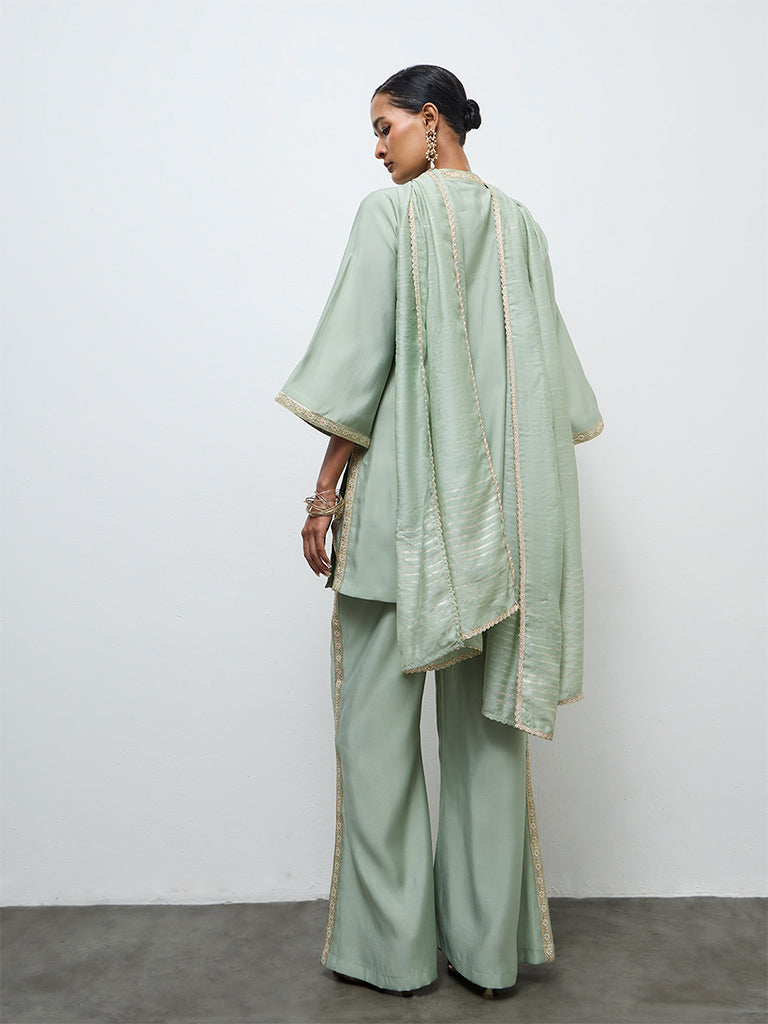 Vark Mint Embellished A-Line Ethnic Set
