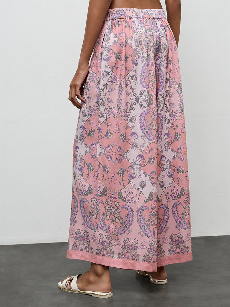 Utsa Dusty Pink Argyle Printed Palazzos