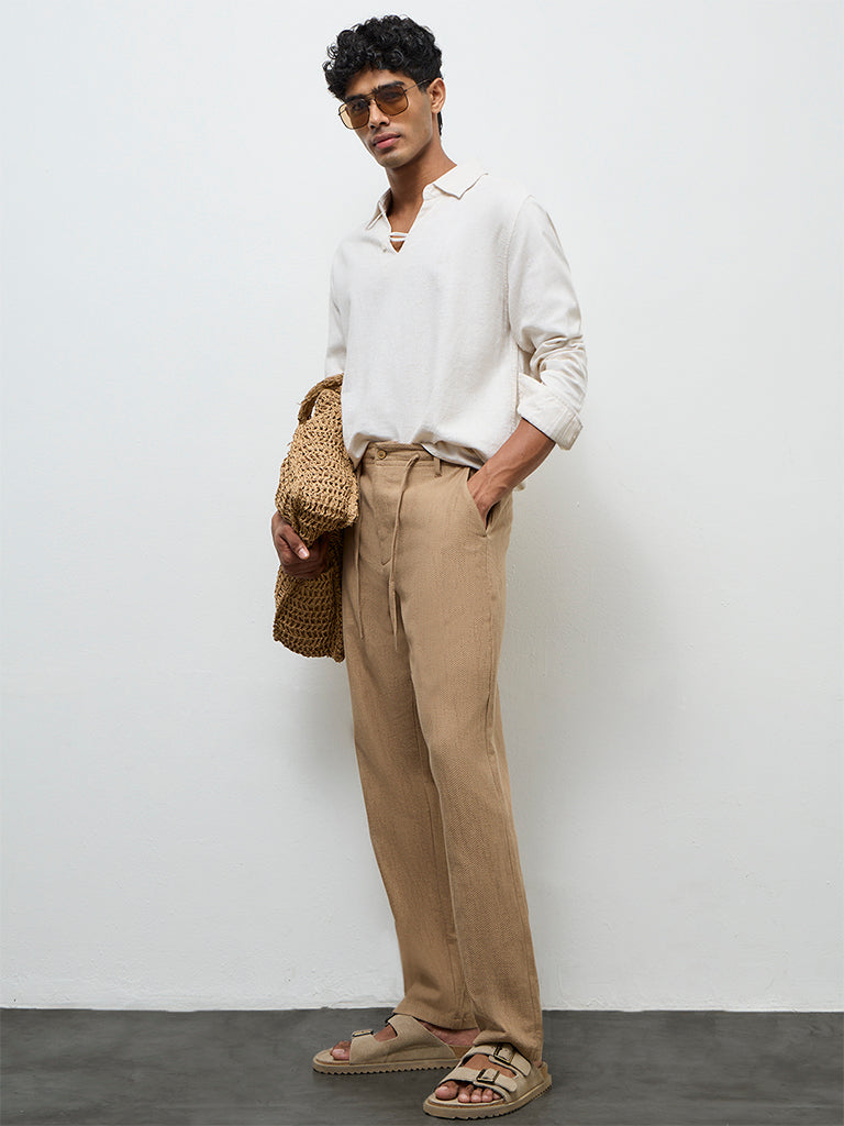 ETA Taupe Relaxed-Fit Mid-Rise Cotton Chinos