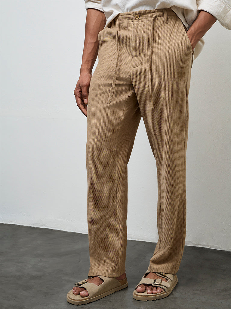 ETA Taupe Relaxed-Fit Mid-Rise Cotton Chinos