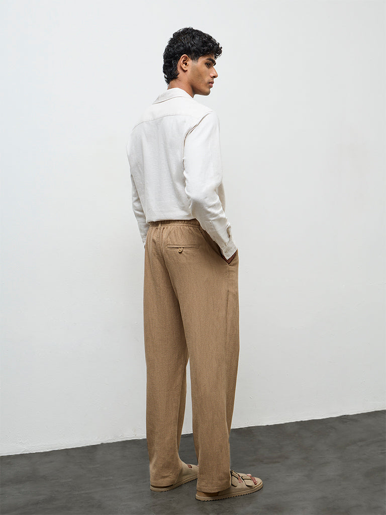 ETA Taupe Relaxed-Fit Mid-Rise Cotton Chinos