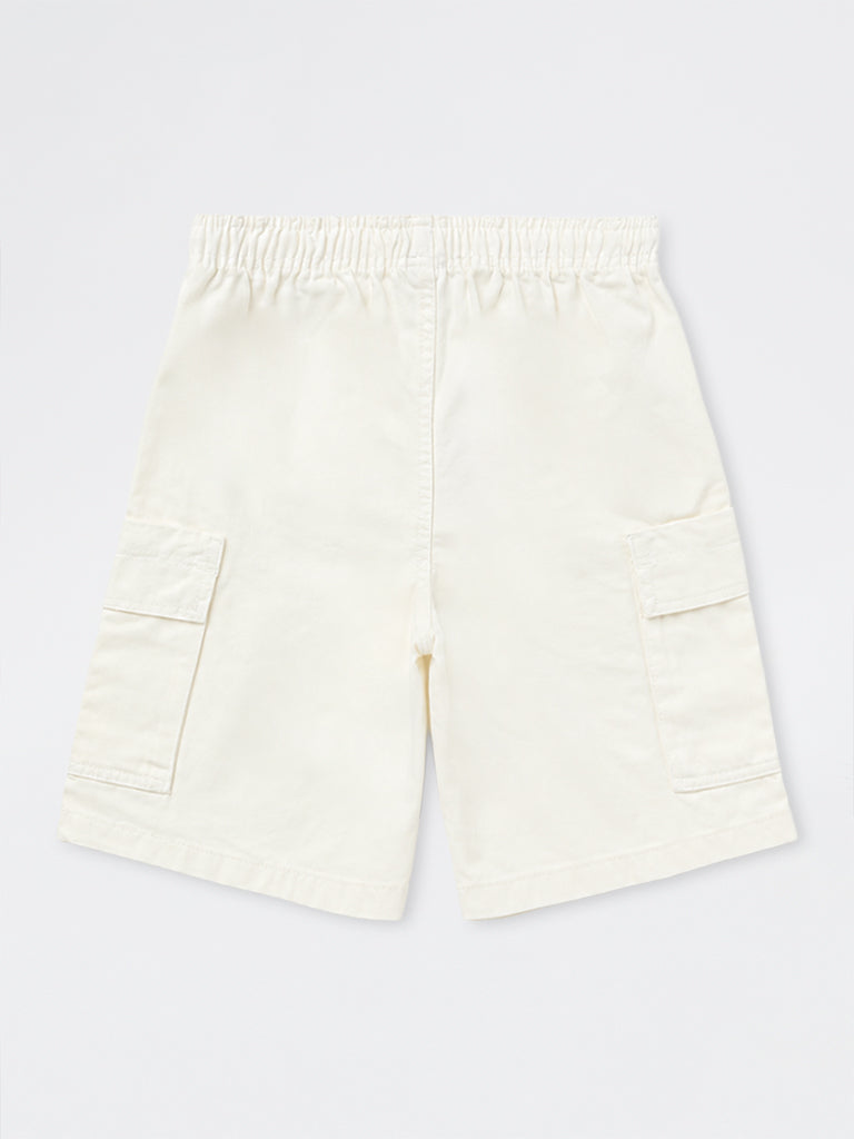 Boys Off-White Mid-Rise Cotton-Blend Cargo Shorts