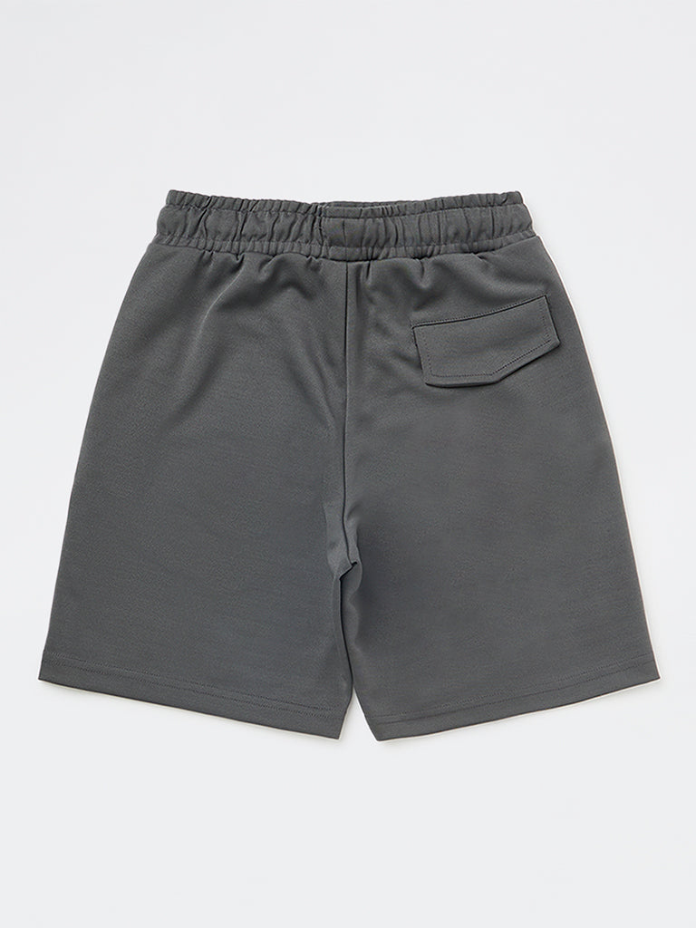 Boys Dark Grey Mid-Rise Shorts