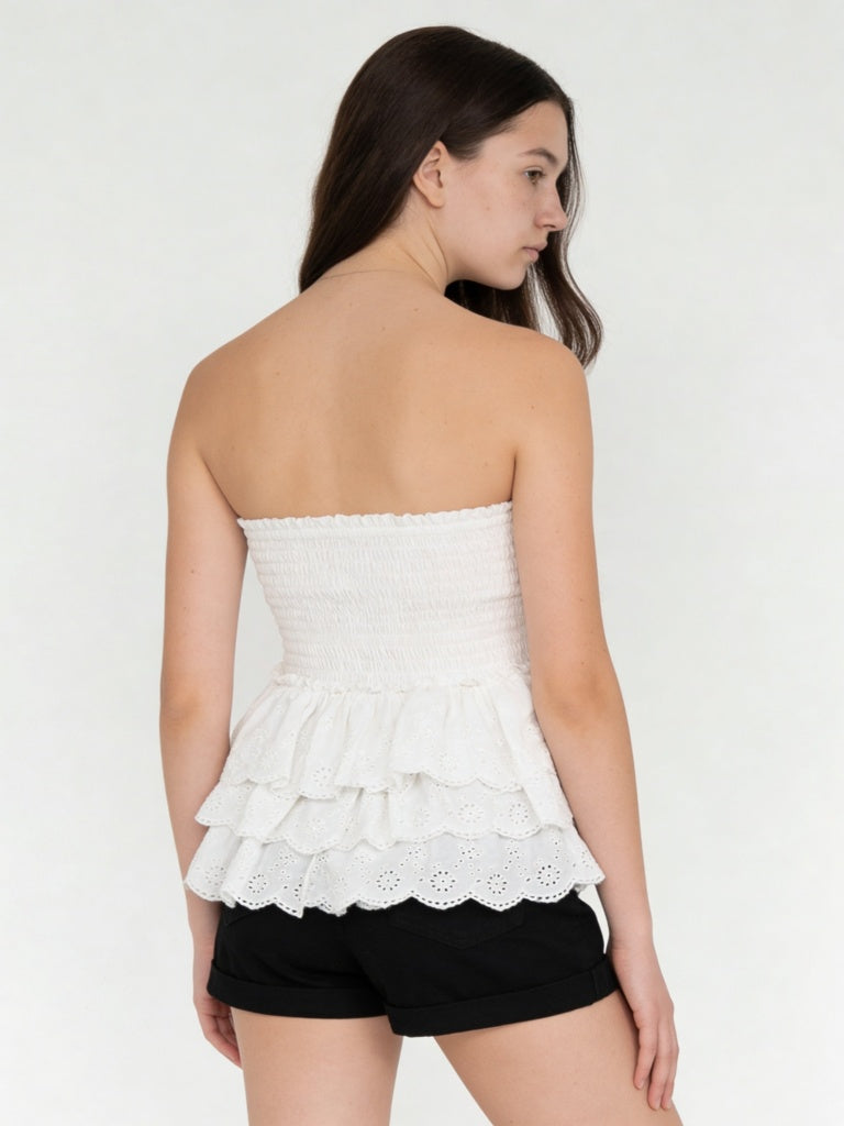 Girls Off-White Embroidered High-Rise Cotton Skirt