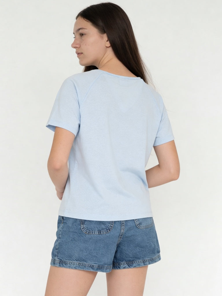 Girls Blue Text-Printed T-Shirt
