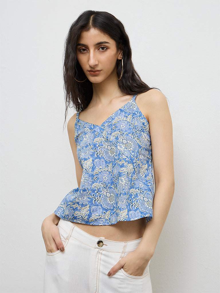 Bombay Paisley Blue Printed Cotton Top