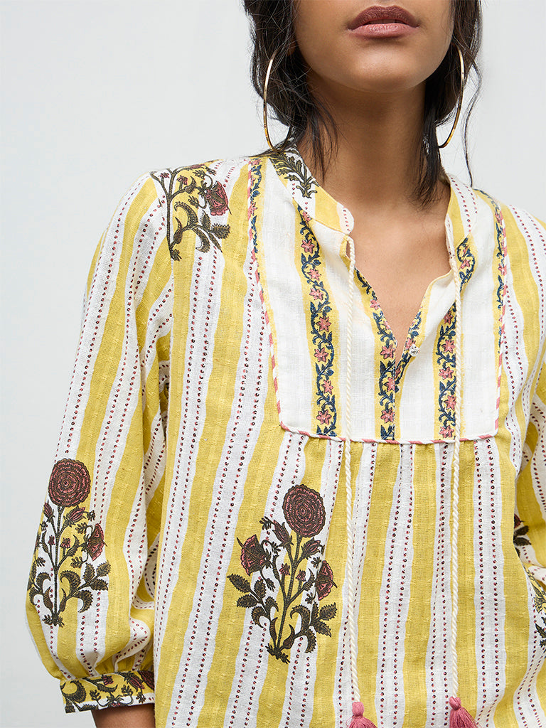 Bombay Paisley Yellow Printed Cotton Blouse