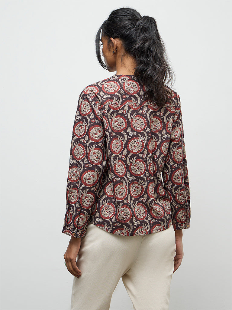 Utsa Maroon Anar Printed Cotton Tunic