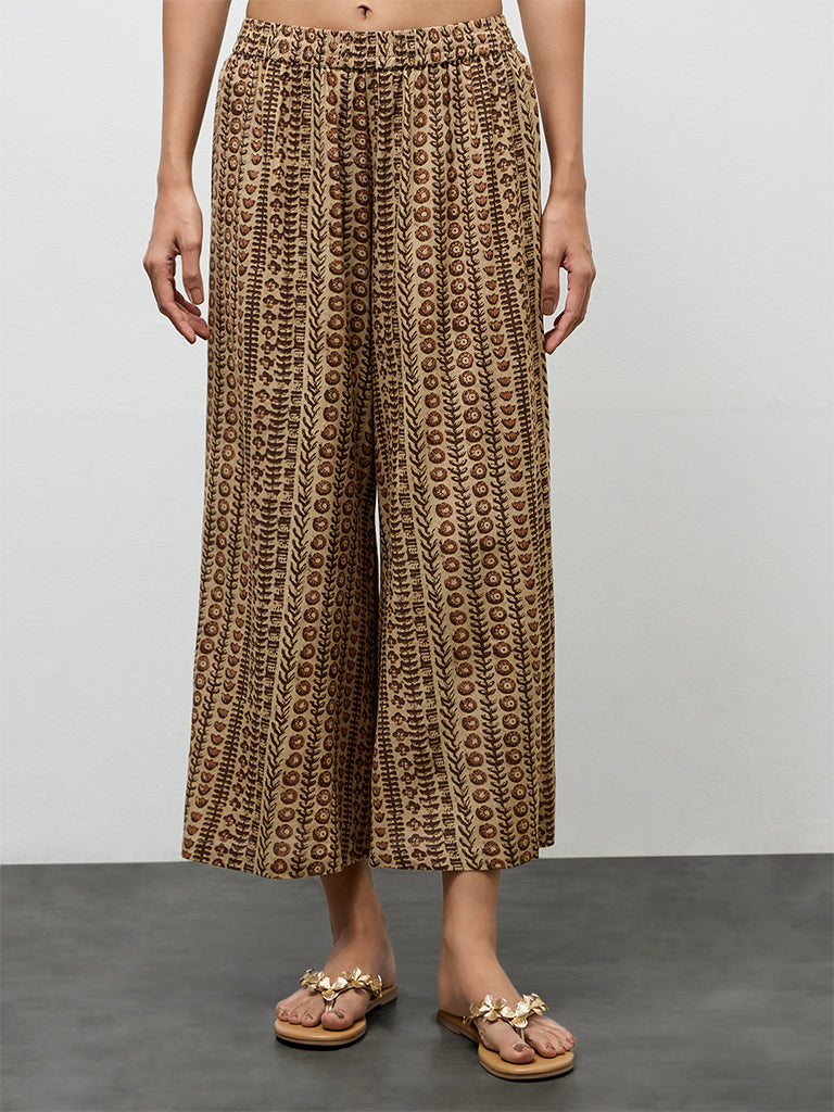 Utsa Taupe Printed Pants