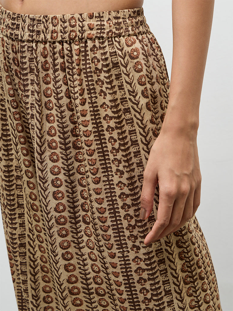 Utsa Taupe Printed Pants