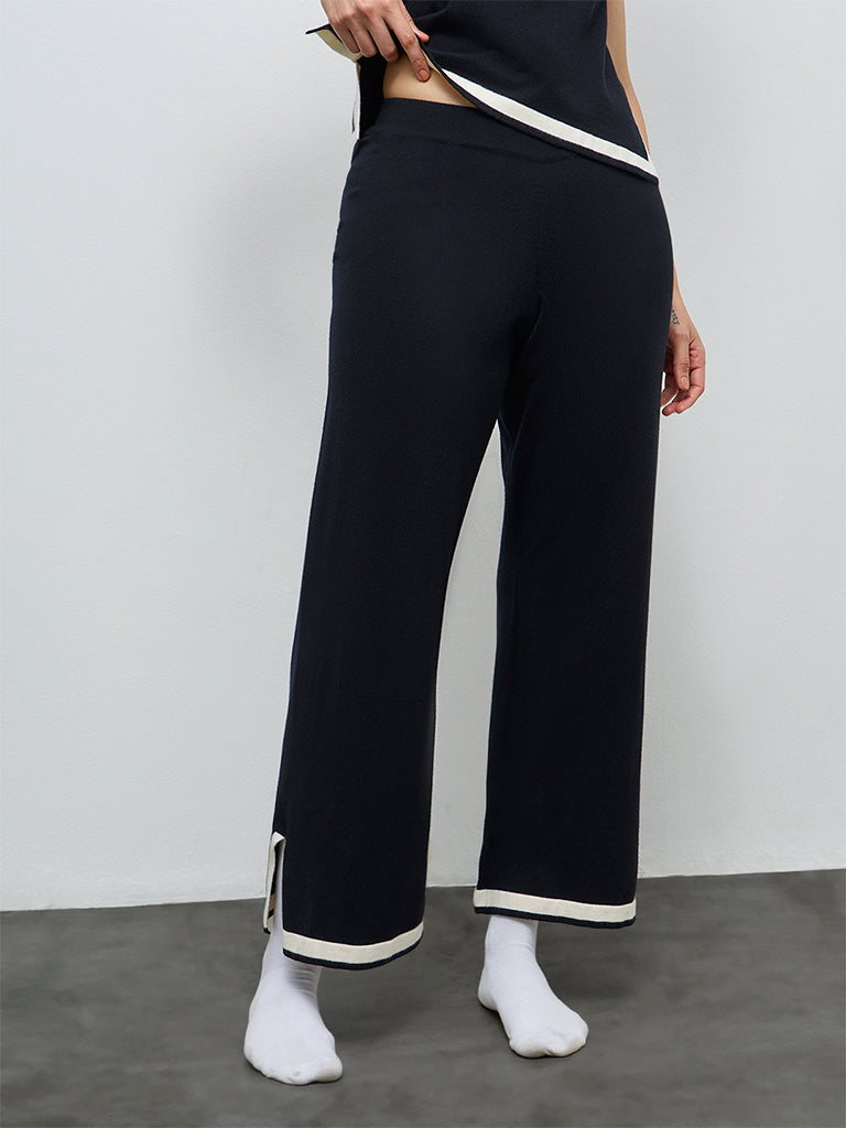 Wunderlove Black Contrast Detailed High-Rise Pants