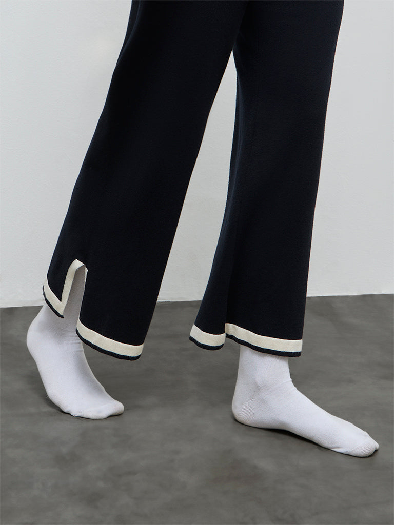 Wunderlove Black Contrast Detailed High-Rise Pants