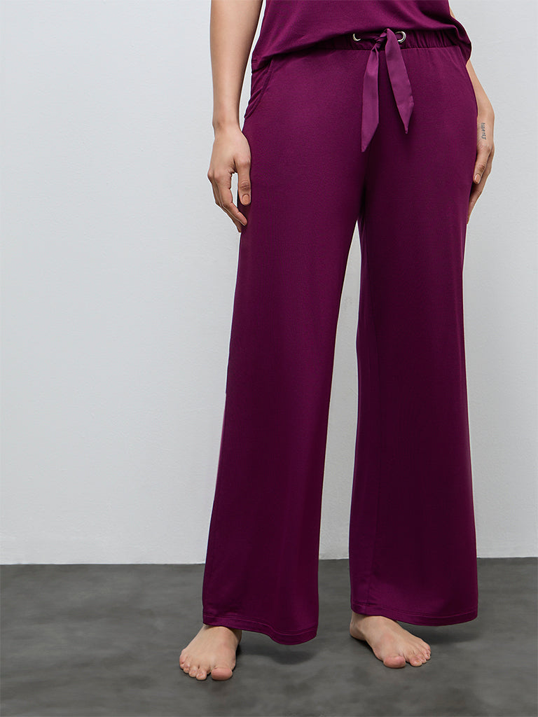 Wunderlove Plum Solid High-Rise Pants