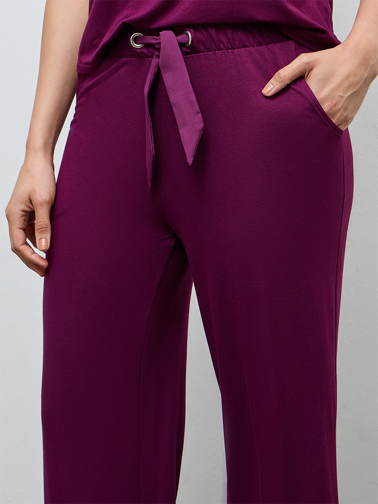 Wunderlove Plum Solid High-Rise Pants