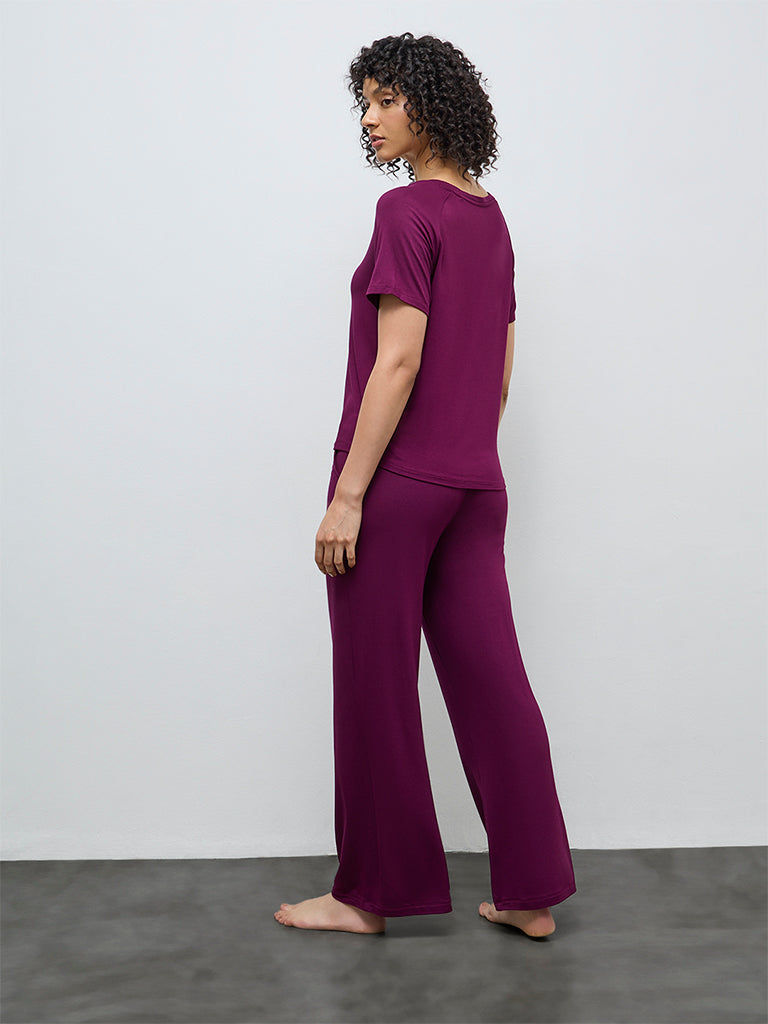 Wunderlove Plum Solid High-Rise Pants