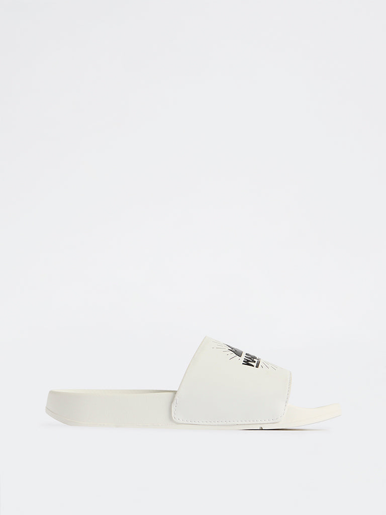 SOLEPLAY White Text-Printed Pool Slides