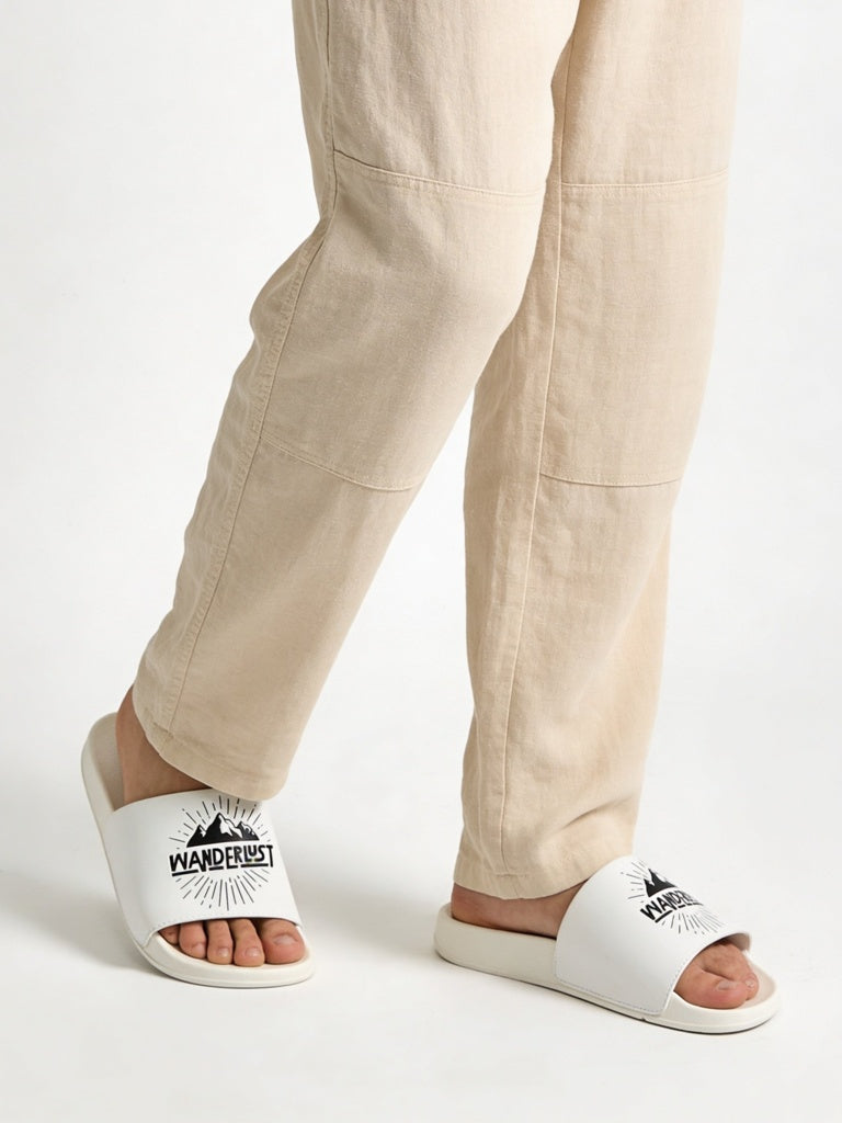SOLEPLAY White Text-Printed Pool Slides