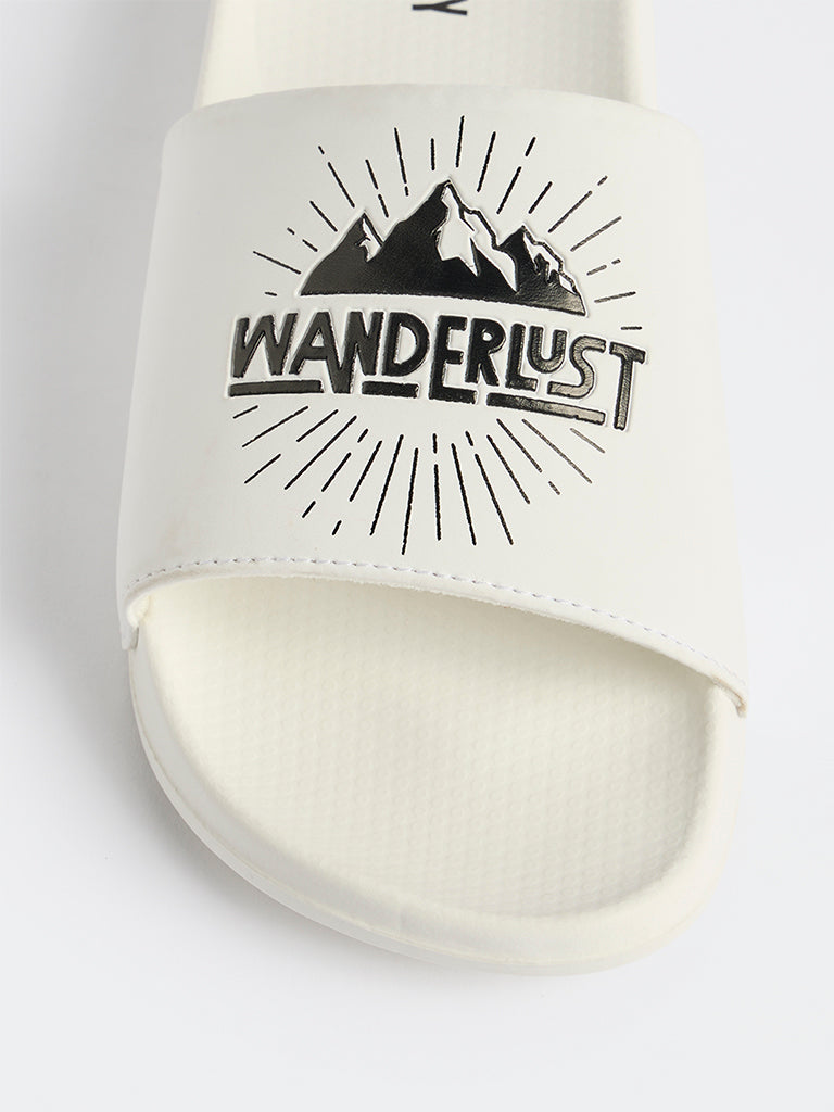 SOLEPLAY White Text-Printed Pool Slides