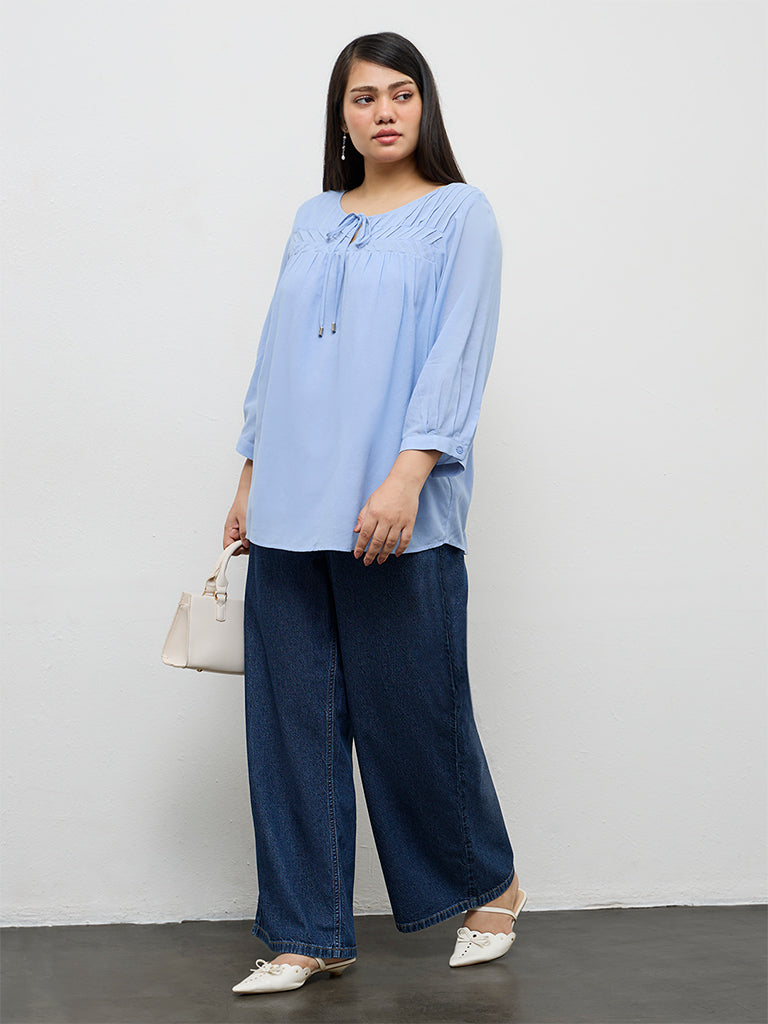 Gia Dark Blue Straight-Fit High-Rise Jeans