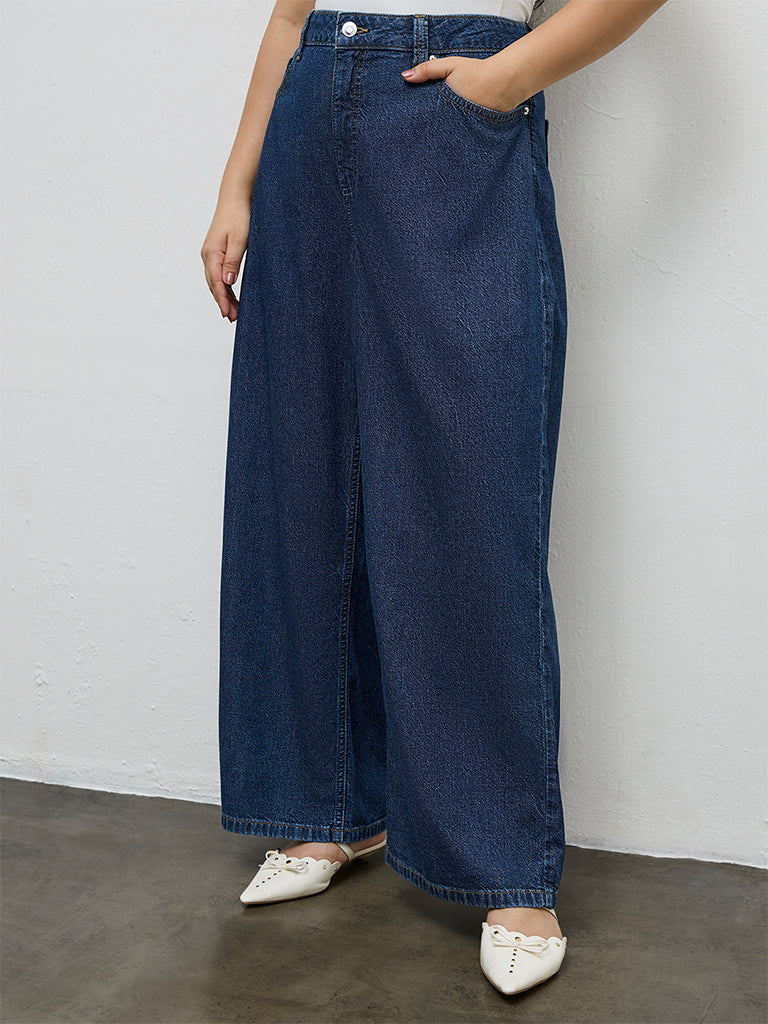 Gia Dark Blue Straight-Fit High-Rise Jeans