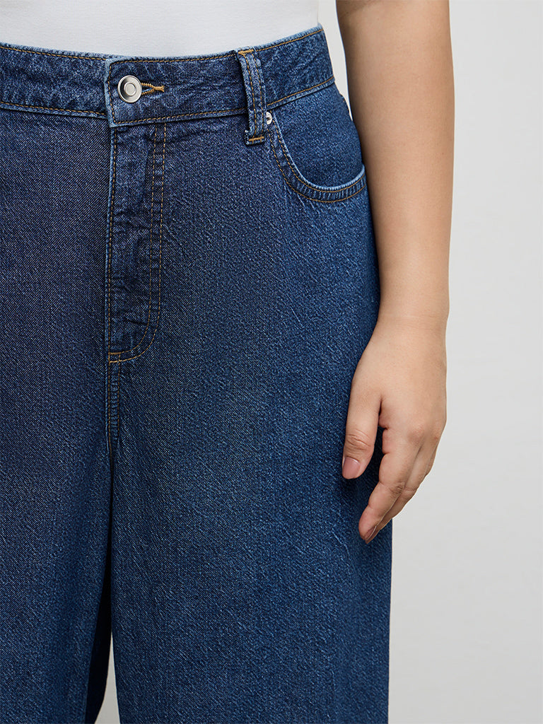 Gia Dark Blue Straight-Fit High-Rise Jeans