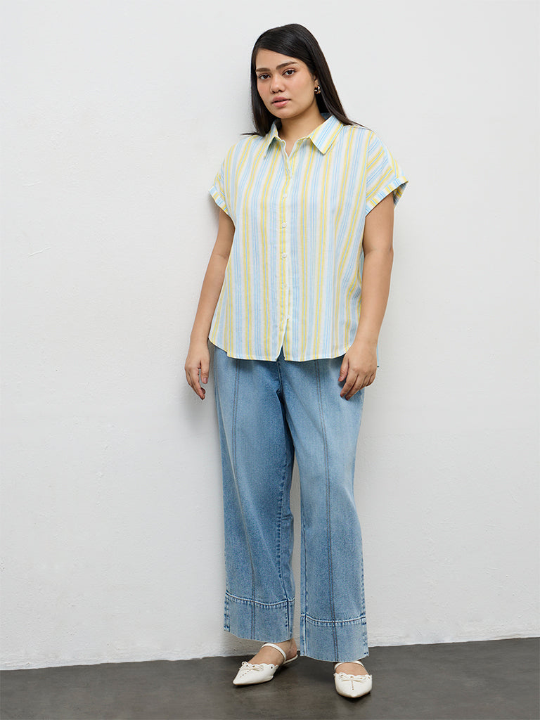 Gia Blue Faded High-Rise Relaxed Fit Jeans