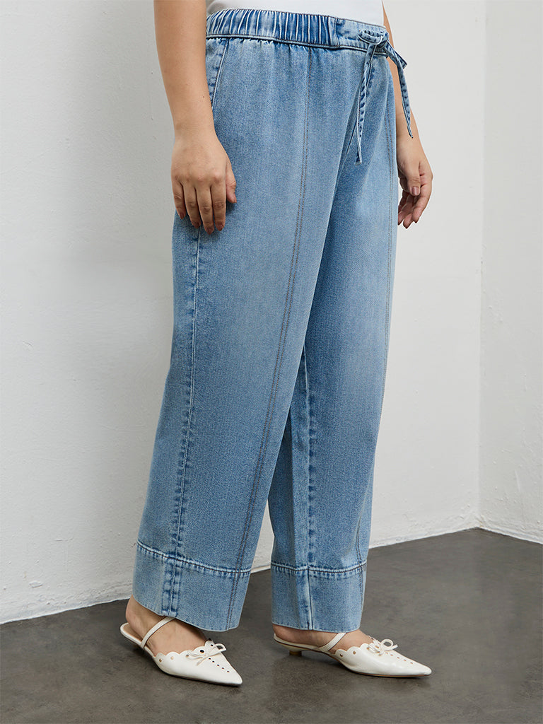 Gia Blue Faded High-Rise Relaxed Fit Jeans