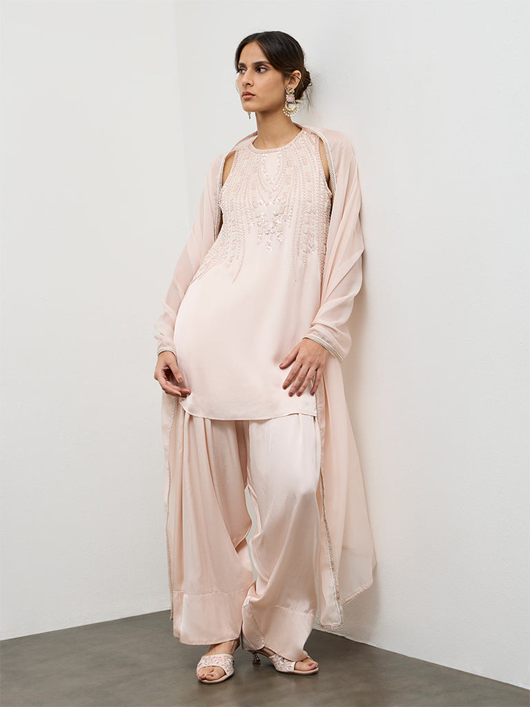 Vark Peach Embellished Ethnic Set