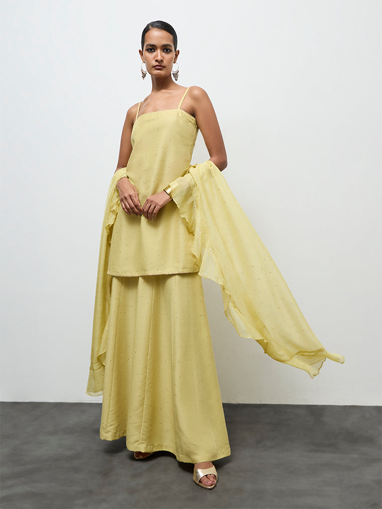 Vark Yellow Embellished Ethnic Set