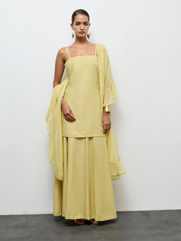 Vark Yellow Embellished Ethnic Set