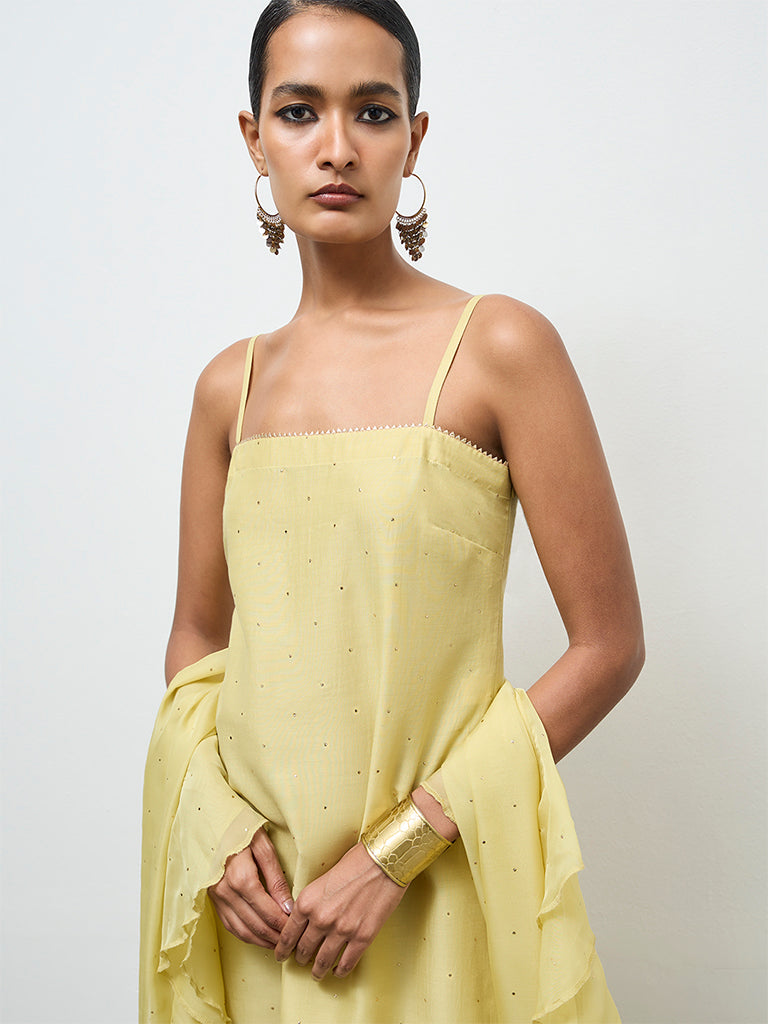 Vark Yellow Embellished Ethnic Set