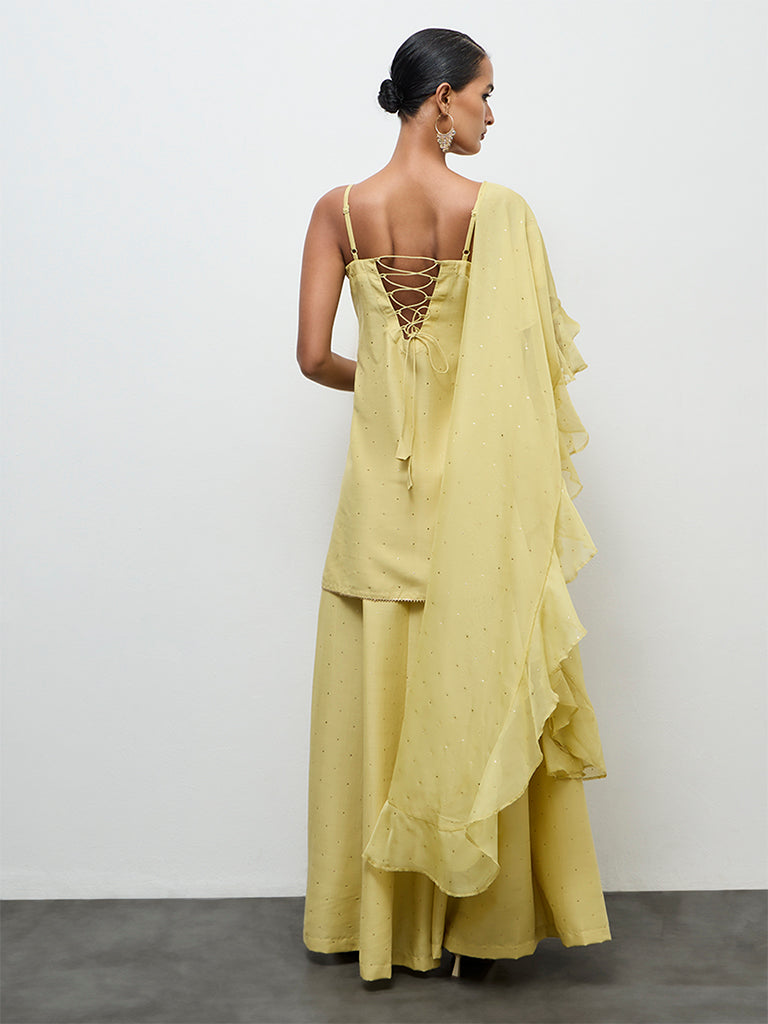 Vark Yellow Embellished Ethnic Set