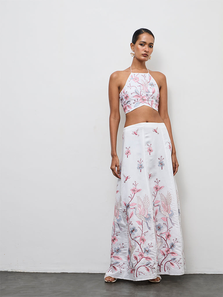 Vark White Embroidered Skirt