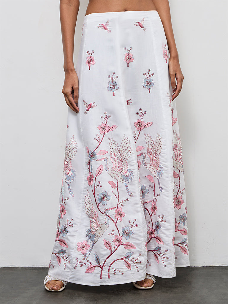 Vark White Embroidered Skirt