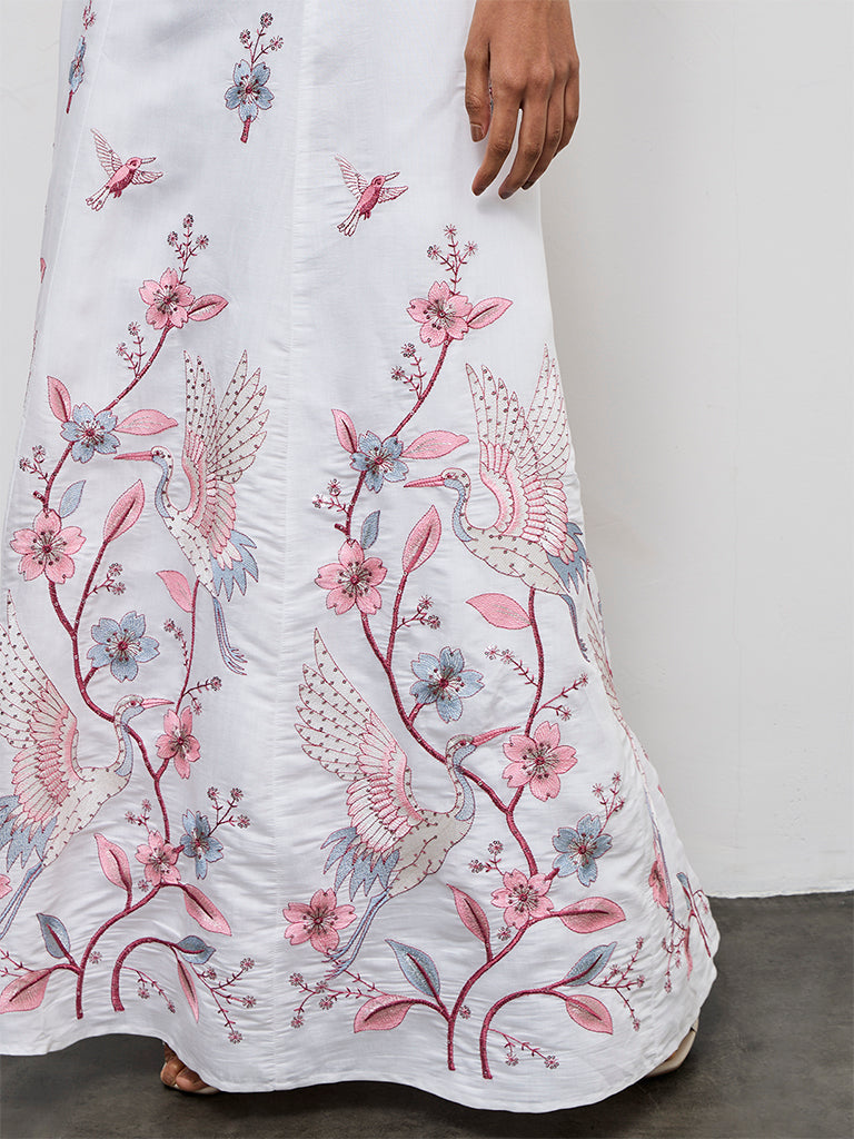 Vark White Embroidered Skirt