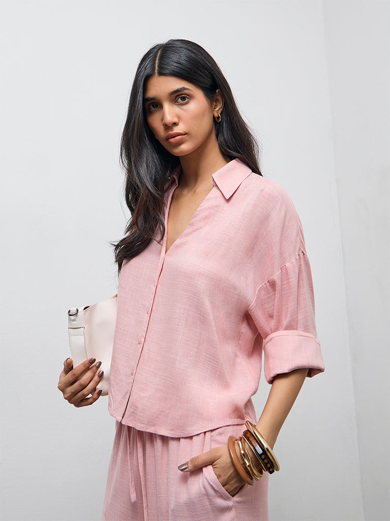 LOV Dusty Pink Solid Shirt