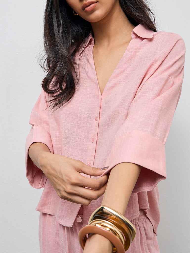 LOV Dusty Pink Solid Shirt