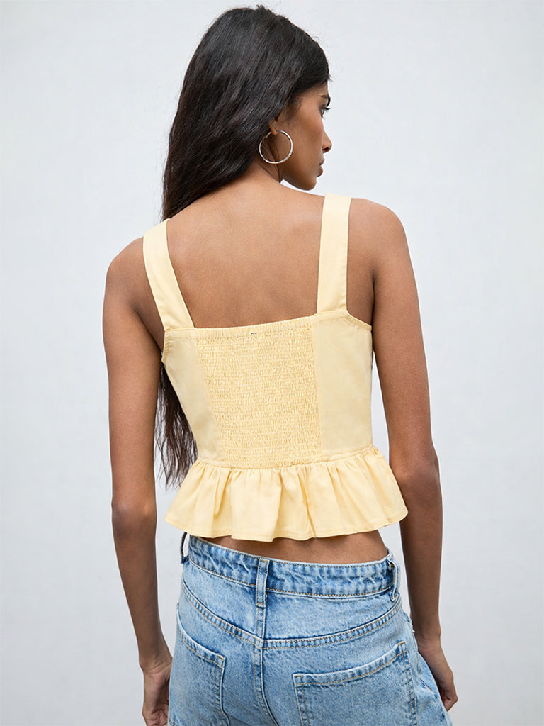 Nuon Yellow Cotton-Blend Top