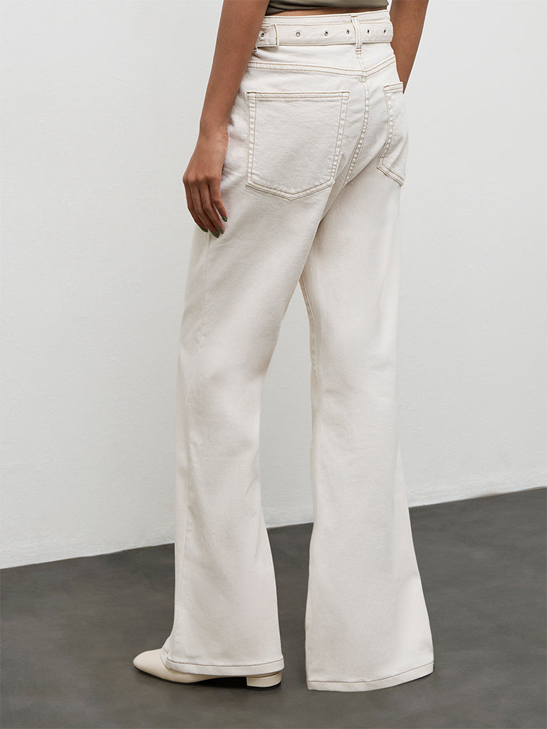 Nuon Off-White High-Rise Flared Jeans